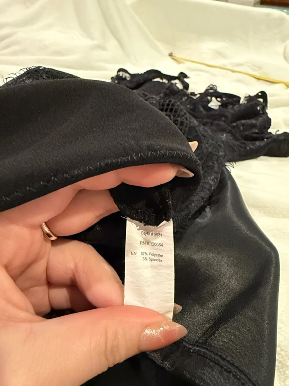 Black Lace Satin Slip Dress - Women's Intimates